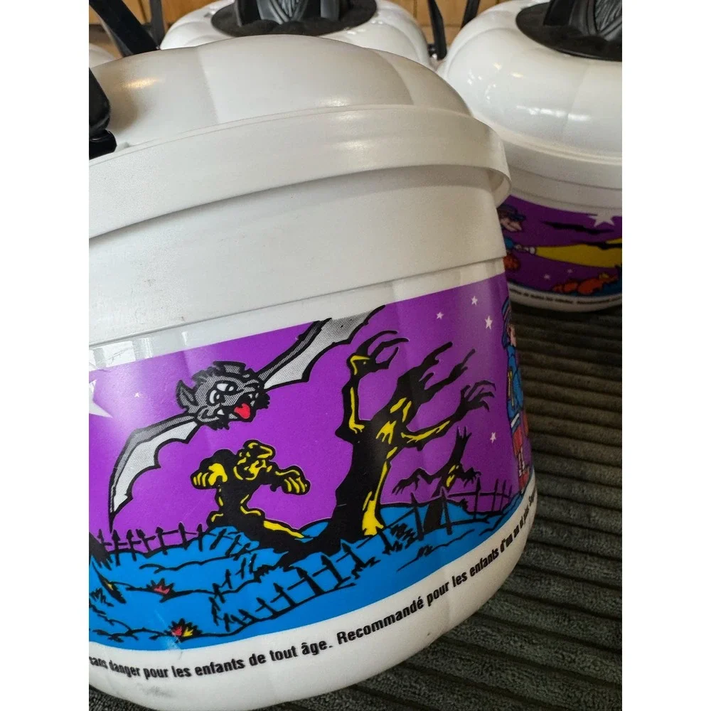 Vintage 1986 McDonalds Halloween Pails Buckets Bat Lid Decoration Lot of 5‎